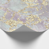 Marble Pastel Gold Blue Strokes Geschenk Idee Geschenkpapier (Ecke)