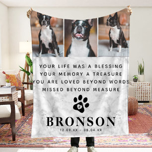 Marble Pet Loss Memorial Quote & Foto Collage Fleecedecke