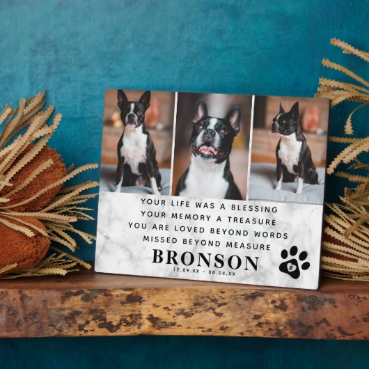 Marble Pet Loss Memorial Quote & Foto Collage Fotoplatte (Seite)