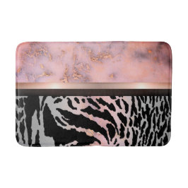 Marble Pink Chic Tiger Safari Print Badematte