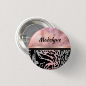 Marble Pink Chic Tiger Safari Print Button (Vorne & Hinten)