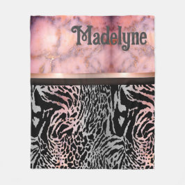 Marble Pink Chic Tiger Safari Print Fleecedecke