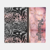 Marble Pink Chic Tiger Safari Print Fleecedecke (Vorderseite (Horizontal))