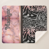 Marble Pink Chic Tiger Safari Print individuell Sherpadecke (Vorderseite (Horizontal))