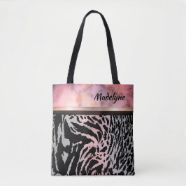 Marble Pink Chic Tiger Safari Print Tasche