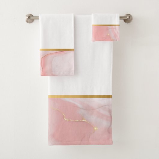MARBLE PINK GOLD BADEZIMMER TOWEL SET (Insitu)
