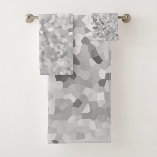 MARBLE PIXELATED GRAY SILVER CUSTOM TOWEL SET (Insitu)