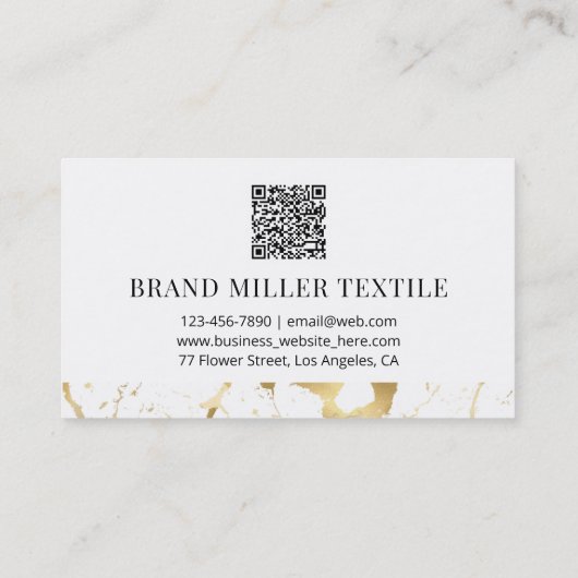 Marble QR Code Imitate Gold Foil Visitenkarte (Rückseite)