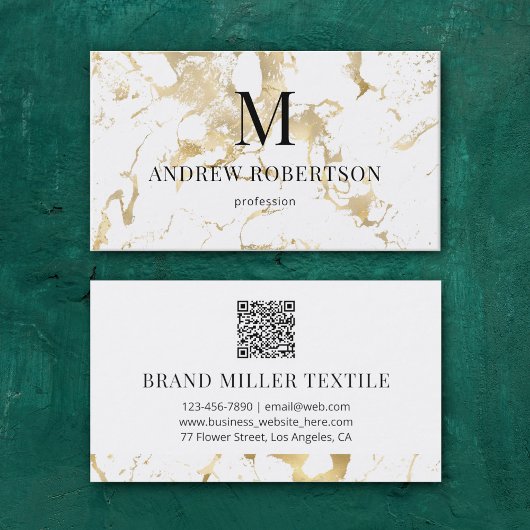 Marble QR Code Imitate Gold Foil Visitenkarte