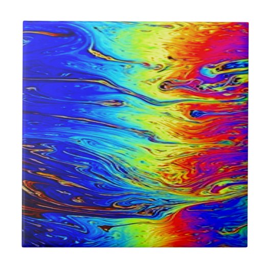 Marble Rainbow Artwork Beautiful Fliese (Vorderseite)