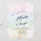 Marble Rainbow Gay Script Wedding Einladung (Vorne/Hinten)