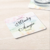 Marble Rainbow Gay Script Wedding Rechteckiger Pappuntersetzer (angewinkelt)