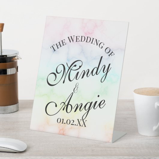 Marble Rainbow Gay Script Wedding Sockelschild (In SItu)