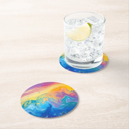 Marble Rainbow Pattern Runder Pappuntersetzer (Vor Ort)