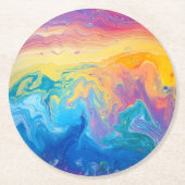 Marble Rainbow Pattern Runder Pappuntersetzer (Vorderseite)