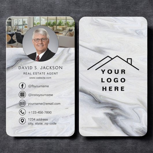 Marble Real Estate Agent Photo Logo Visitenkarte