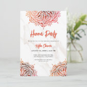 Marble Red Mandala Mehndi Henna Party Einladung (Stehend Vorderseite)