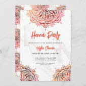 Marble Red Mandala Mehndi Henna Party Einladung (Vorne/Hinten)