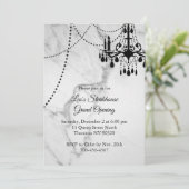 Marble Restaurant Grand Opening mit Kronleuchter Einladung (Stehend Vorderseite)