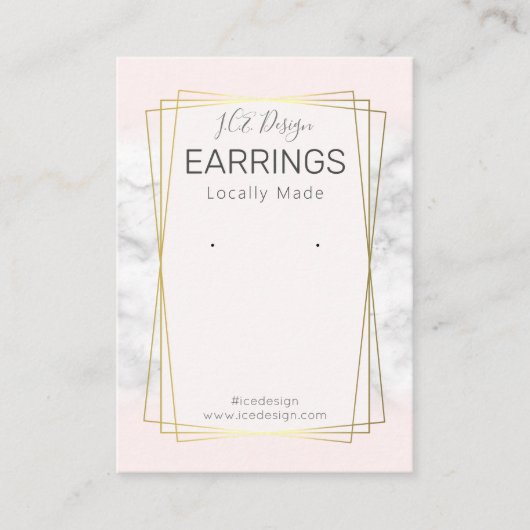 Marble Rosa Gold Frame Ohrringe Display Packung Visitenkarte (Vorderseite)