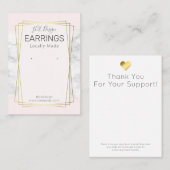Marble Rosa Gold Frame Ohrringe Display Packung Visitenkarte (Vorne/Hinten)