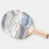 Marble Rose Gold Glitzer Aquamarines Script Monogr Tischtennis Schläger (Seitenansicht)