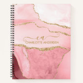 Marble Rose Gold Glitzer Script Monogram Notizblock (Vorderseite)