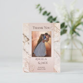 Marble Rose Gold Wedding Foto Danke Postcard Postkarte (Stehend Vorderseite)