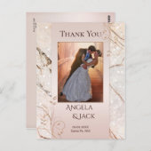 Marble Rose Gold Wedding Foto Danke Postcard Postkarte (Vorne/Hinten)