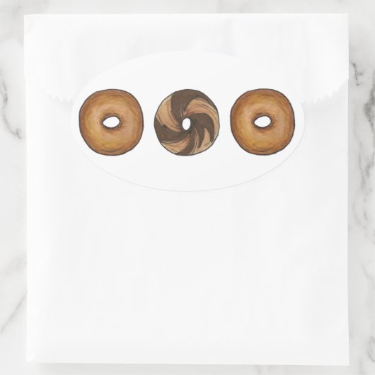 Marble Rye Schlicht Bagels Frühstück Brunch NYC De Ovaler Aufkleber (Tasche)