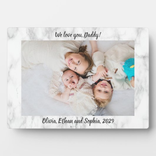 Marble Script Wir Liebe Sie Daddy Personalisiert N Fotoplatte (Vorderseite)