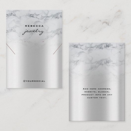 Marble Silver Earring Necklace Display Karte (Vorne/Hinten)