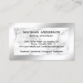 Marble Silver Foil Klinik Zahnarzt Visitenkarte (Rückseite)