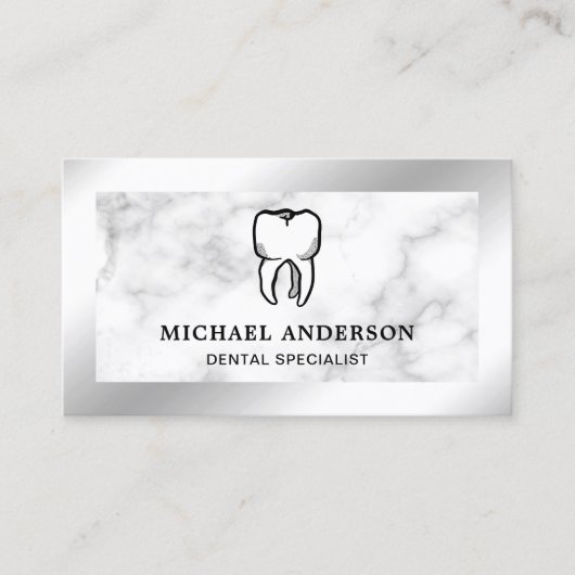 Marble Silver Foil Klinik Zahnarzt Visitenkarte (Vorderseite)