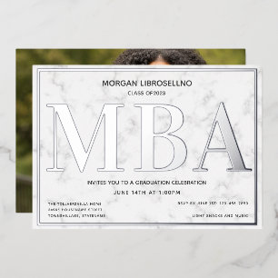 Marble Silver Foto MBA Abschluss Folieneinladung