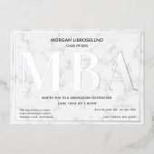 Marble Silver Foto MBA Abschluss Folieneinladung (Vorderseite)
