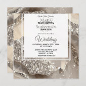*~*Marble SILVER GRAU AGATE UAWG AR66 QR Wedding Einladung (Vorne/Hinten)