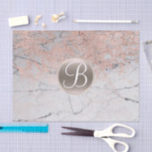 Marble Silver & Rose Gold Monogram Letter Initial Seidenpapier (Handwerk)