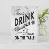 Marble Silvester Zeit zu trinken Champagner einlad Einladung (Stehend Vorderseite)