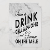 Marble Silvester Zeit zu trinken Champagner einlad Einladung (Vorne/Hinten)