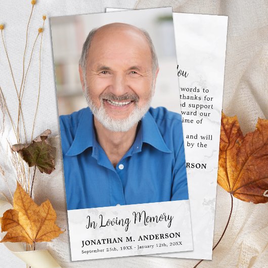 Marble Simple Memorial Foto Beerdigung Beileid Dankeskarte