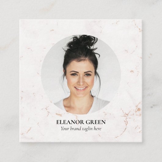 Marble Simple Modern Foto Social Media Quadratische Visitenkarte (Vorderseite)