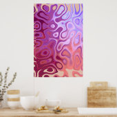 Marble Slick Metallic Burgundy Beige Poster (Küche)