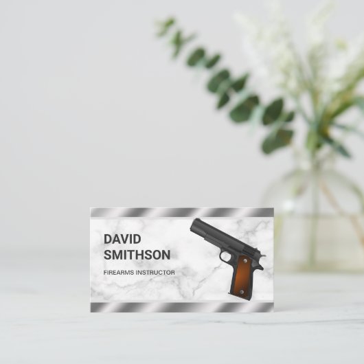 Marble Steel Pistole Gun Shop Gunsmith Feuerwaffen Visitenkarte (Stehend Vorderseite)