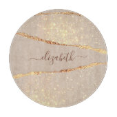 Marble-Stone-Agate Glitter rose gold Name Script Schneidebrett (Vorderseite)