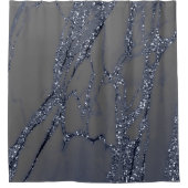 Marble Stone Blue Navy Graphite Glitzer Grau Duschvorhang (Vorderseite)