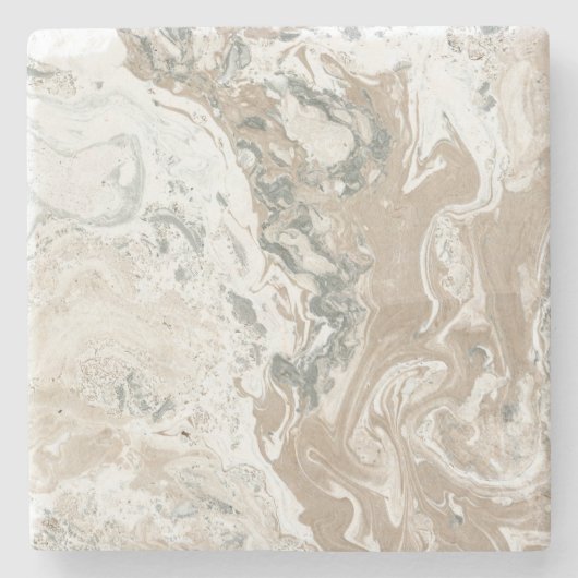 Marble Stone Bright Carrara Beige Ivory Cream Grau Steinuntersetzer (Vorderseite)