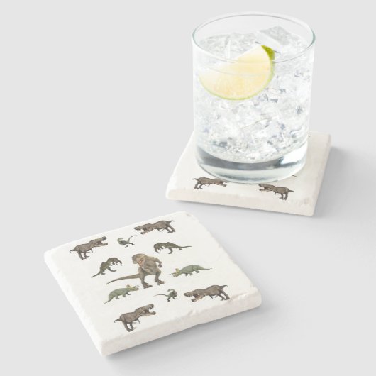 Marble Stone Dinosaur Steinuntersetzer (Seitenansicht)