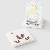 Marble Stone Rooster Steinuntersetzer (Seitenansicht)