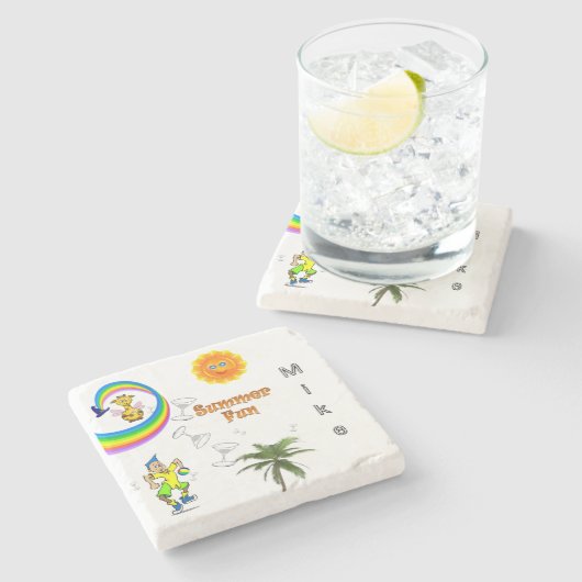 Marble Stone Untersetzer Beach Fun (Seitenansicht)